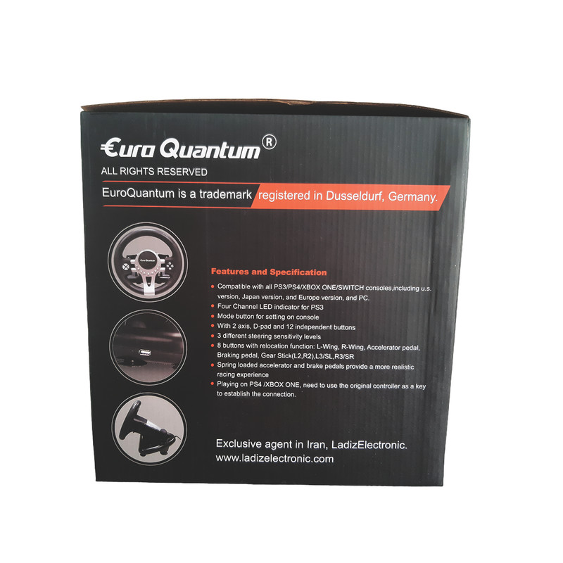 فرمان بازی یورو کوانتم مدل E-Q-RACING WHEEL مناسب برای PS4-XBOXONES-PC-PS3-SWITCH 3