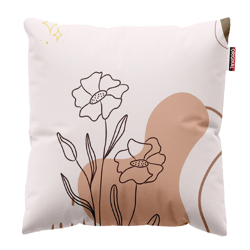 کوسن پاد آفرین مدل مینیمال طرح گل و برگ کد PK402871 سایز 40*40 سانتی متر