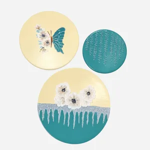 بشقاب دیوارکوب سفالی کد nv80 مجموعه 3 عددی