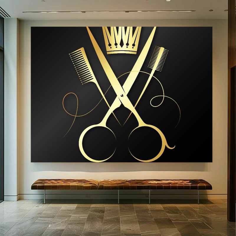 پوستر طرح مخمل آرایشگاه مدل قیچی کد BK24316