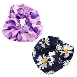 کش مو زنانه دلنار گالری مدل اسکرانچی پروانه و بابونه مجموعه 2 عددی