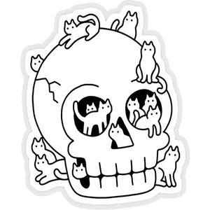 استیکر لپ تاپ طرح skull is full of cats doodle کد ST1658