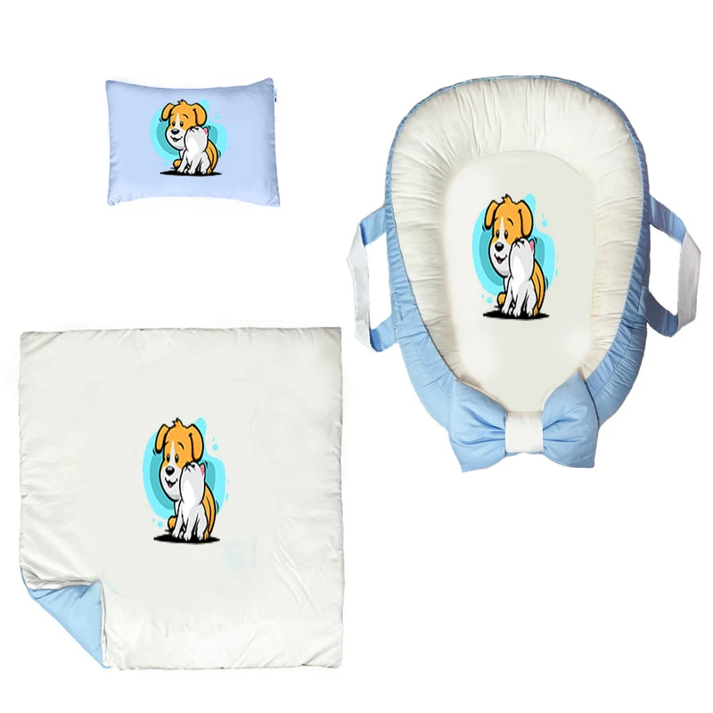 سرویس خواب سه تکه نوزاد ناریکو مدل گارد محافظ دار طرح سگ کد 0329