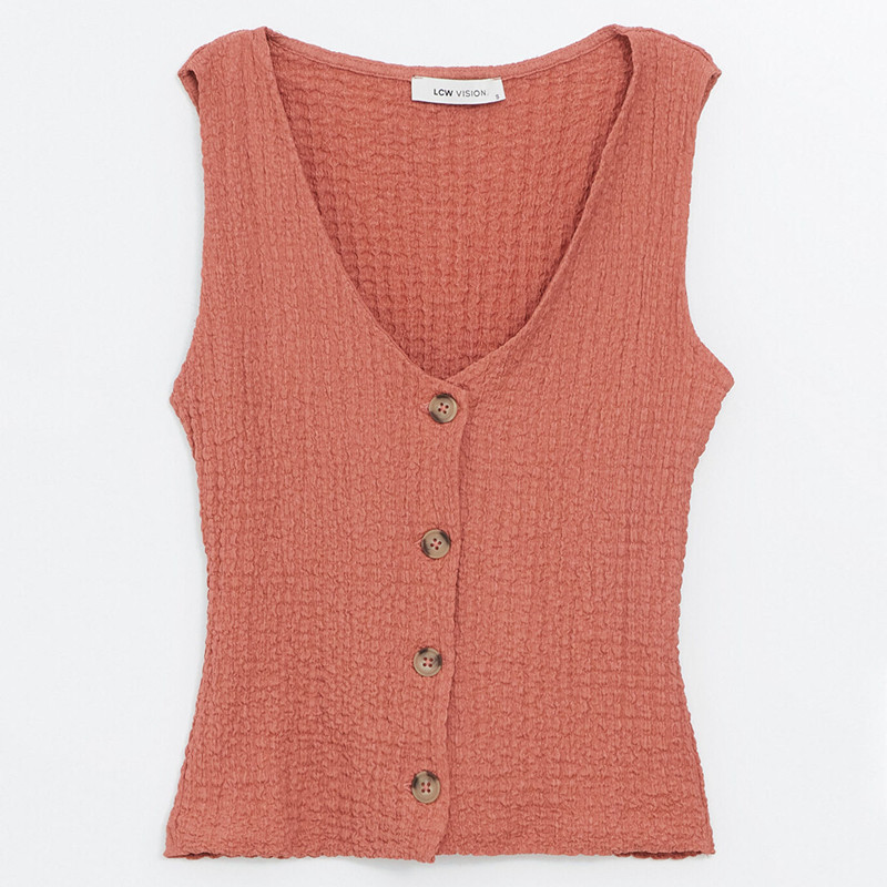 شومیز بدون آستین یقه هفت زنانه ال سی وایکیکی مدل SEP-TEREGIYIM016