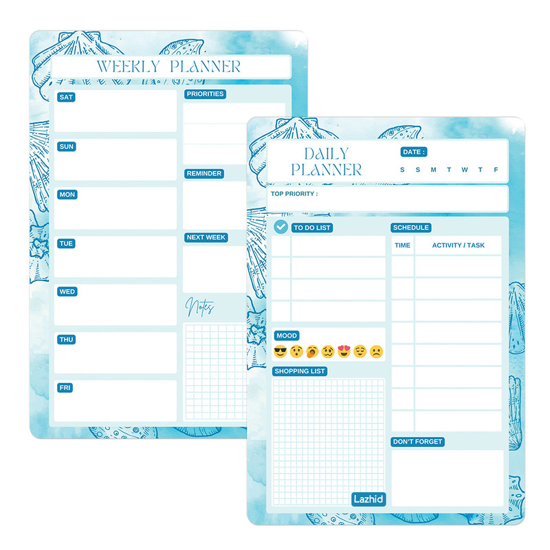 تخته وایت برد لاژید طرح پلنر روزانه و هفتگی مدل آهنربایی سایز 20X30 سانتیمتر مجموعه 2 عددی