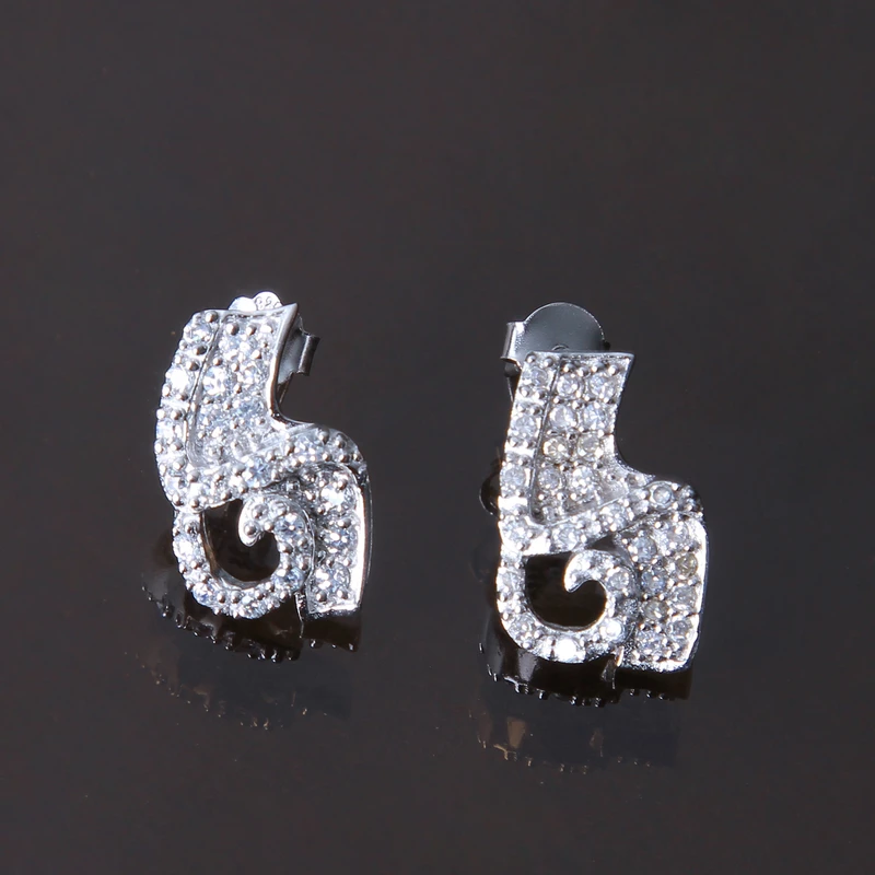 عکس شماره 3 : گوشواره نقره زنانه مدل مدرن فول نگین ابکاری رادیوم کد gzn_0170