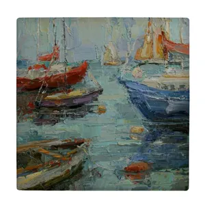 کاشی کارنیلا طرح نقاشی قایق ها مدل لوحی کد klh1762