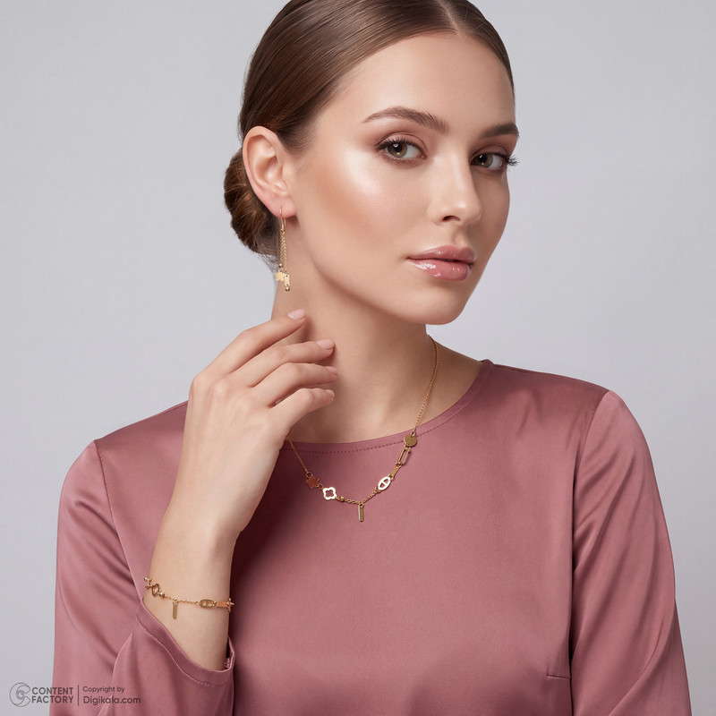 نیم ست طلا 18 عیار زنانه گالری طلای مهرسین مدل AMG8022