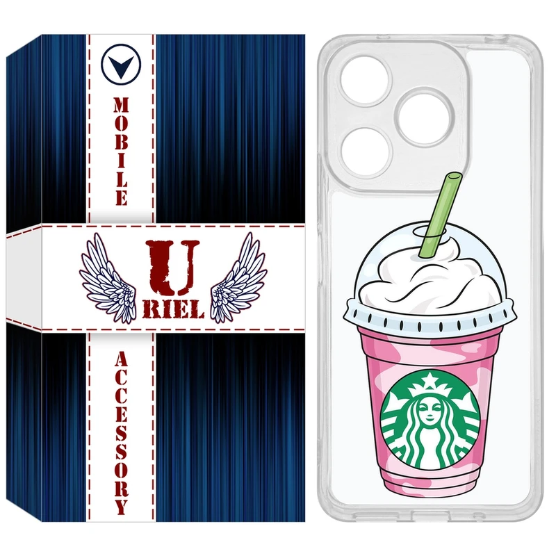 کاور یوریل مدل Clear کد 55 طرح استارباکس مناسب برای گوشی موبایل شیائومی Redmi 13X / 13 / Poco M6 4G
