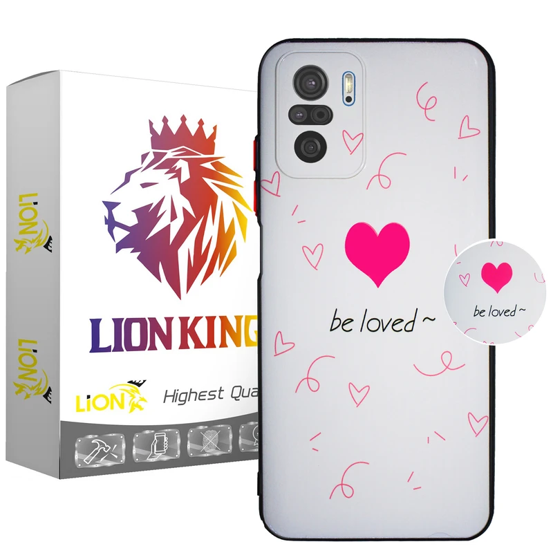 کاور لاین کینگ مدل be loved مناسب برای گوشی موبایل شیائومی Redmi Note10/10S به همراه پایه نگهدارنده