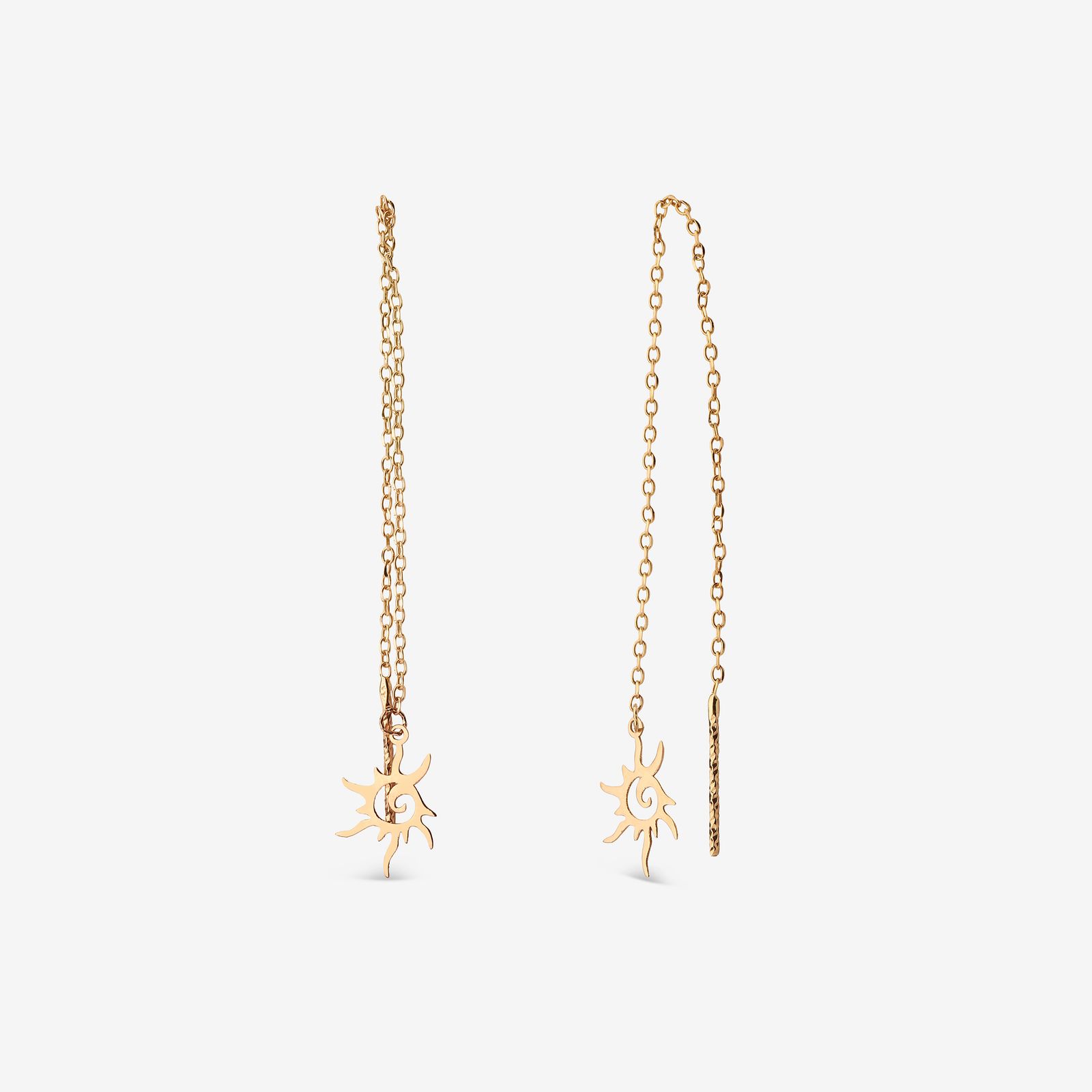 گوشواره بخیه‌ای طلا کم اجرت  18 عیار زنانه نگین مدل 110 -  - 1