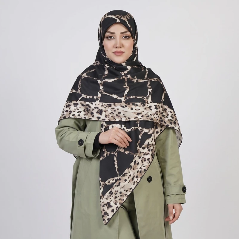 روسری زنانه مدل نخی جدید پلنگی قواره بزرگ طرح ana-2856