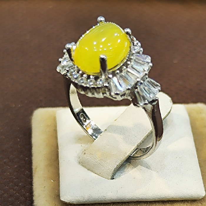 انگشتر نقره زنانه نقره جات بافندگان مدل  سنگ شرف الشمس کد 101