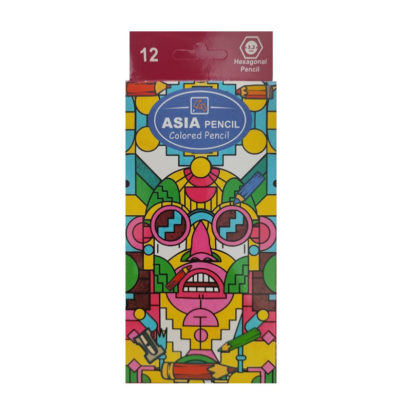 مداد رنگی 12 رنگ آسیا مدل Ortega طرح 1 کد 007