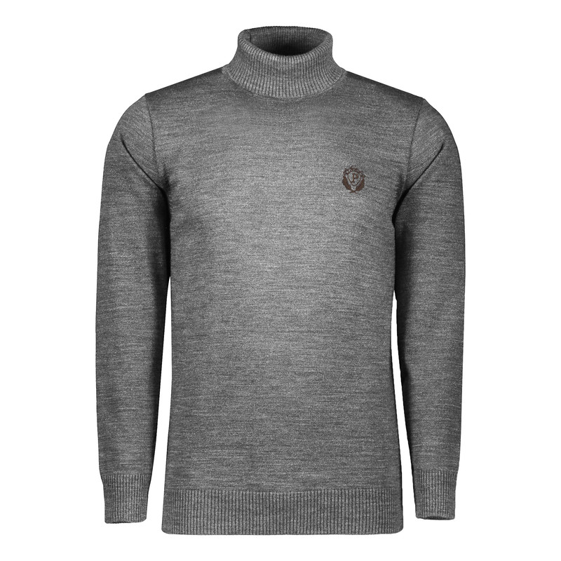 پلیور یقه اسکی مردانه تریکو پاییزان مدل PE ملانژ رنگ طوسی