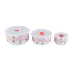 ظرف نگهدارنده مدل سوپاپ دار طرح گلدار کد MPA-7070/8 مجموعه 3 عددی
