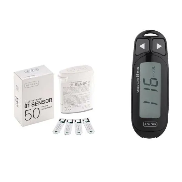 دستگاه تست قند خون آرکری مدل Glucocard 01 Mini به همراه نوار تست بسته 50 عددی