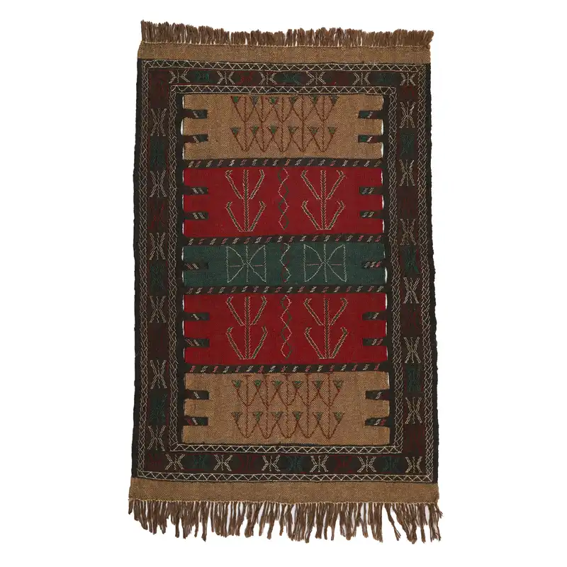 گلیم دستبافت دو متری مدل سفره کردی کد 4020538