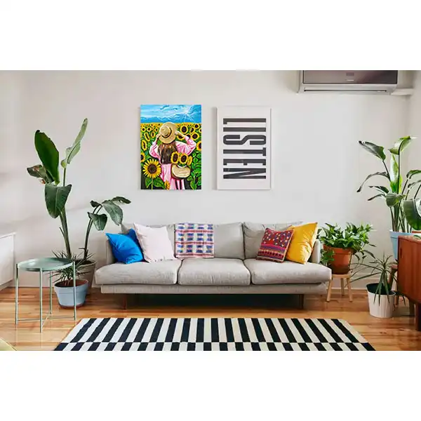 تابلو نقاشی رنگ روغن مدل مزرعه آفتابگردان