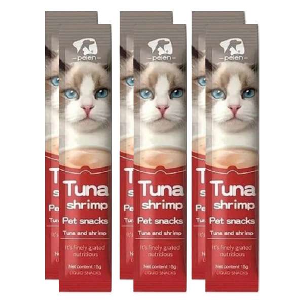 بستنی گربه پین مدل تن با میگو وزن 15 گرم مجموعه 6 عددی