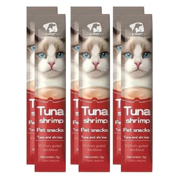 بستنی گربه پین مدل تن با میگو وزن 15 گرم مجموعه 6 عددی