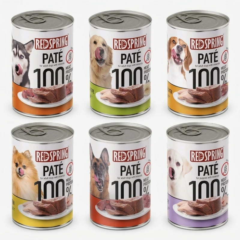کنسرو غذای سگ رداسپرینگ مدل Pate Pack با طعم بره، مرغ، سیرابی، جگر و گوساله  وزن 2.4 کیلوگرم بسته 6 عددی