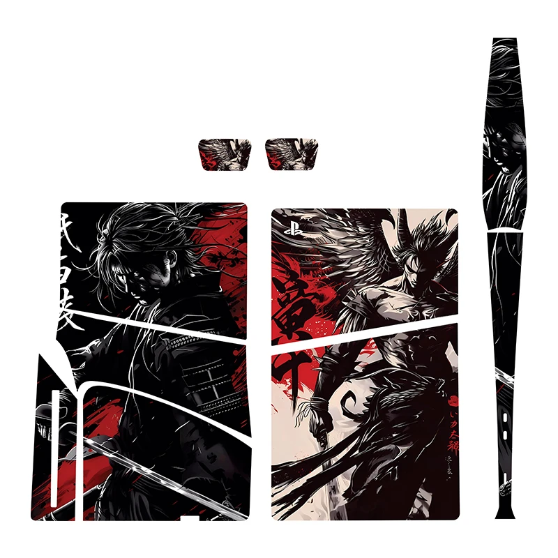 برچسب کنسول بازی پلی استیشن5 اسلیم دیسک خور توییجین وموییجین مدل samuraei02 مجموعه7 عددی