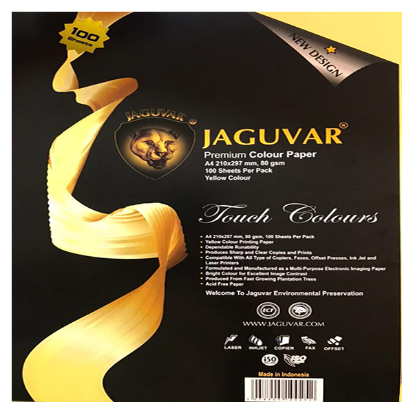 کاغذ رنگی A4 جگوار مدل 23 بسته 100 عددی