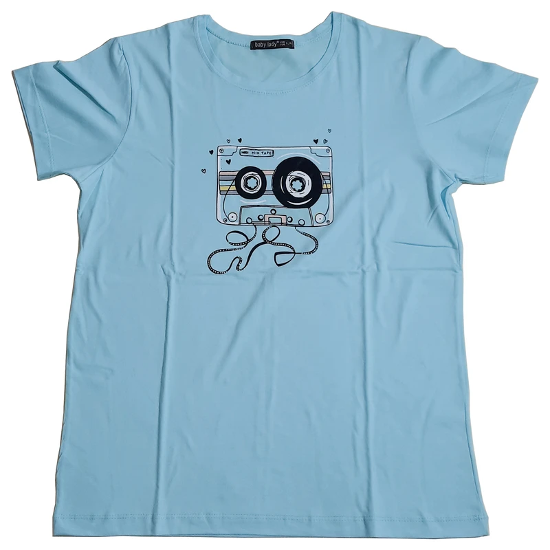 تی شرت آستین کوتاه زنانه مدل نوار کاست tnp001