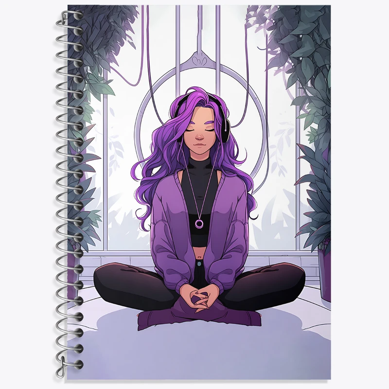 دفتر زبان 50 برگ خندالو مدل سه خط طرح مدیتیشن (Meditation) کد N3004