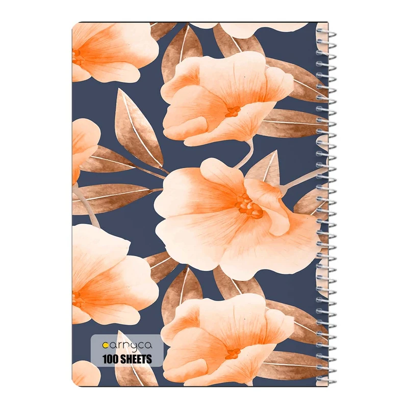 دفتر مشق 100 برگ سیمی کارنیکا طرح پترن گل دار Floral Pattern کد 54484