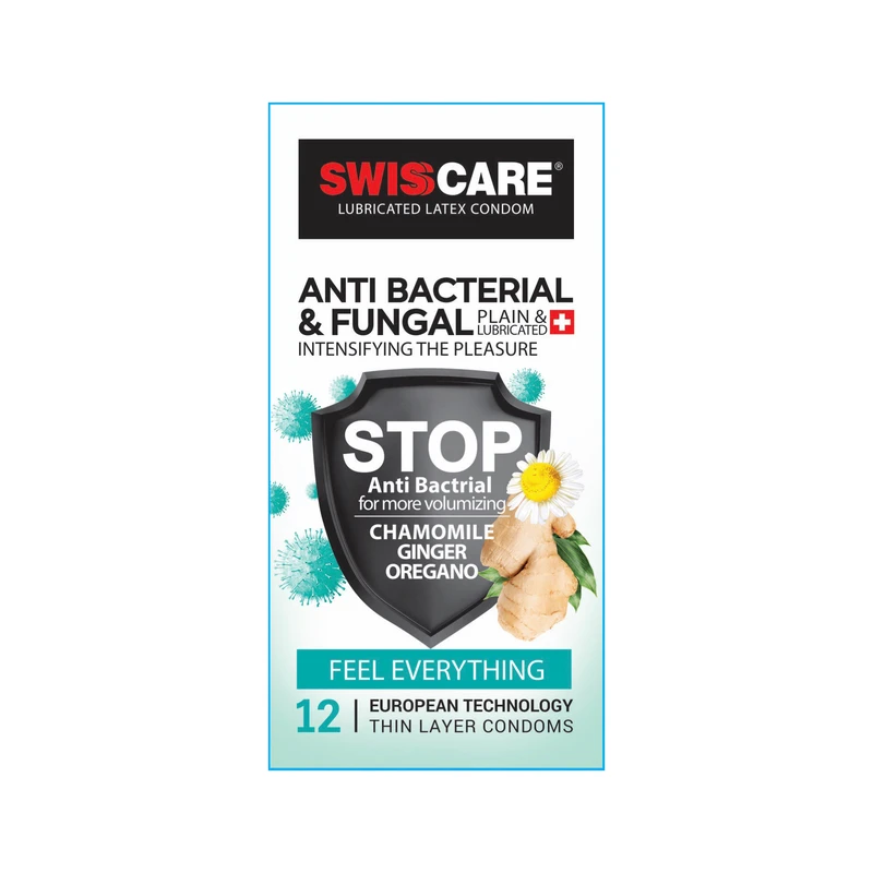 کاندوم سوئیس کر مدل ANTI BACTERIAL بسته 12 عددی