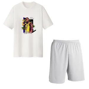 ست تی شرت و شلوارک مردانه مدل lakers کد Da 431S رنگ سفید