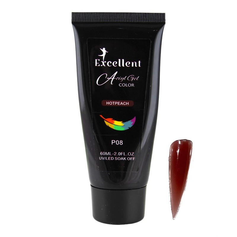 پلی ژل کاشت ناخن اکسلنت مدل P08 حجم 60 میلی لیتر