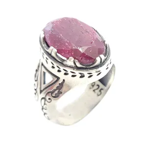 انگشتر نقره مردانه مدل یاقوت هندی کد 4818855