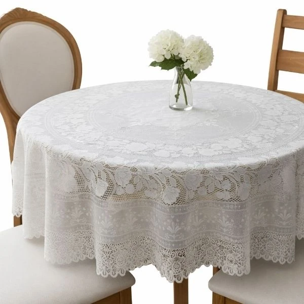 رومیزی مدل گرد گل حاشیه ایی سایز 150x150 سانتی‌متر