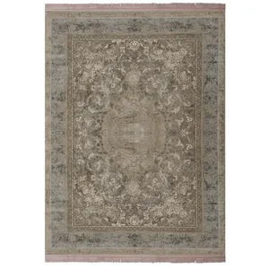 فرش ماشینی 1200شانه زمرد مشهد زمینه سیلور حاشیه سیلور طرح پتینه