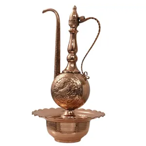 ست آفتابه لگن قلمزنی مسی مدل مرغ مینا