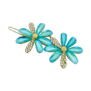 سنجاق مو زنانه مدل گل بابونه نگین دار کد 40603