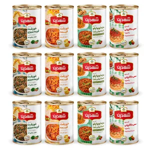 کنسرو خورشت قورمه سبزی با سویا و خورشت قیمه با سویا و سس ماکارونی و مایه استانبولی شهدین - 370...