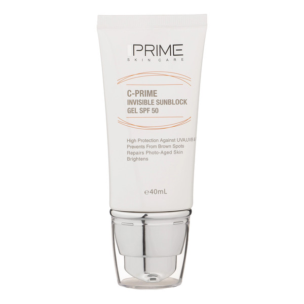 ژل ضد آفتاب بدون رنگ پرایم SPF50 مدل C-Prime محافظ UVA ،UVB، ضد چروک، روشن‌کننده، ضد لک، ضد پیری، ضد آب، مناسب انواع پوست حجم 40 میلی‌لیتر