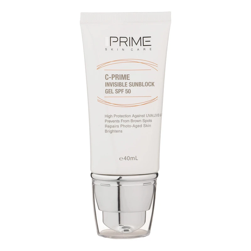 ژل ضد آفتاب بدون رنگ پرایم SPF50 مدل C-Prime محافظ UVA ،UVB، ضد چروک، روشن‌کننده، ضد لک، ضد پیری، ضد آب، مناسب انواع پوست حجم 40 میلی‌لیتر