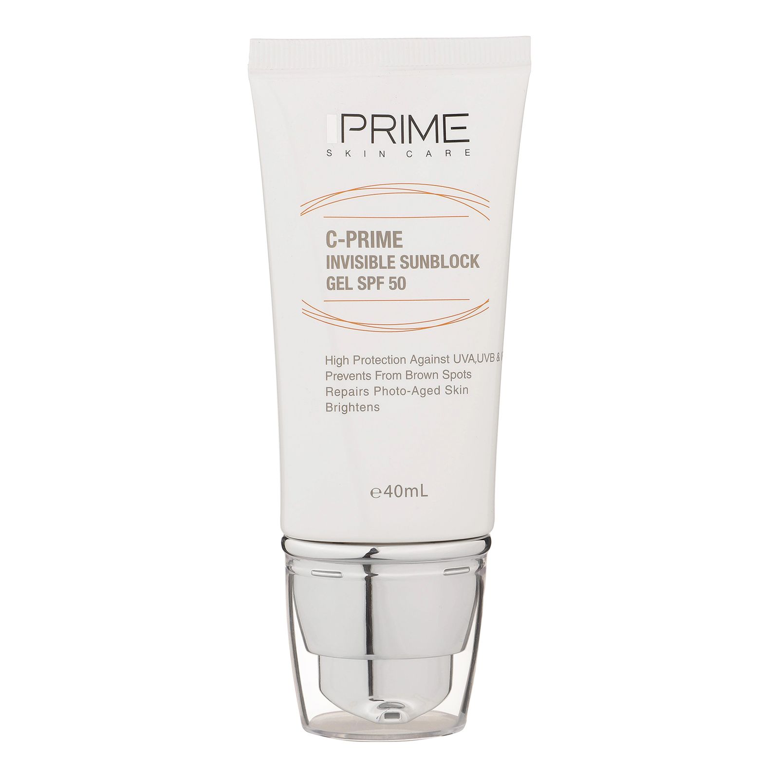 ژل ضد آفتاب بدون رنگ پرایم SPF50 مدل C-Prime محافظ UVA ،UVB، ضد چروک، روشن‌کننده، ضد لک، ضد پیری، ضد آب، مناسب انواع پوست حجم 40 میلی‌لیتر -  - 1