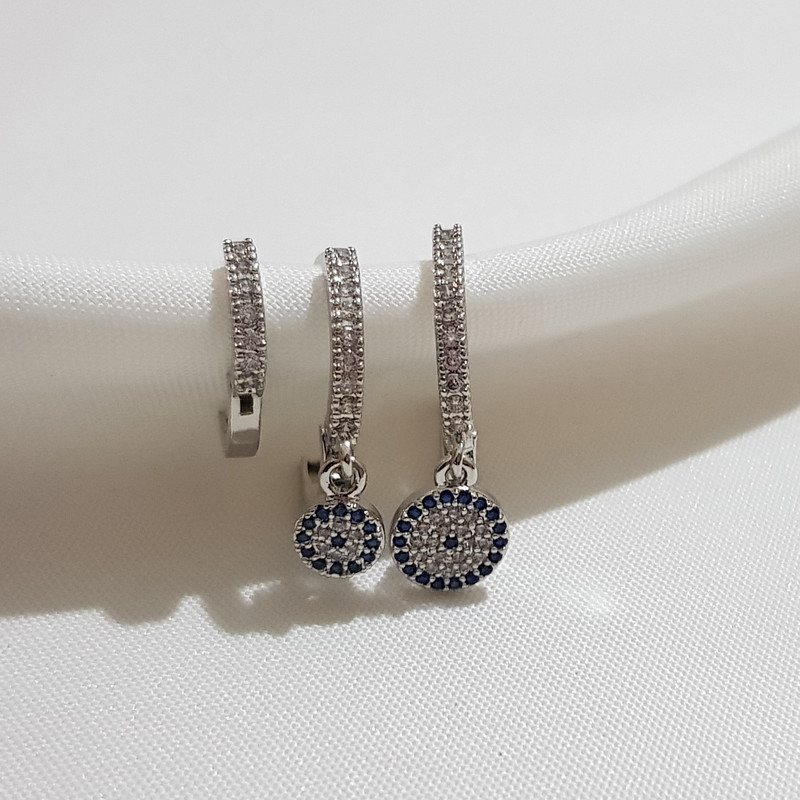 گوشواره زنانه وای اس ایکس مدل چشم نظر 168 مجموعه سه عددی