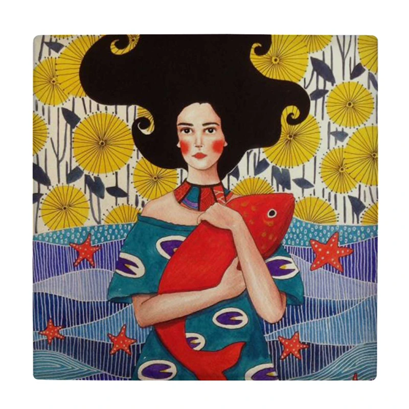 زیر لیوانی طرح بانو و ماهی کد    4046452_2532