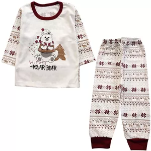 ست تی شرت و شلوار نوزادی مدل خرس و شال گردن کد 3842