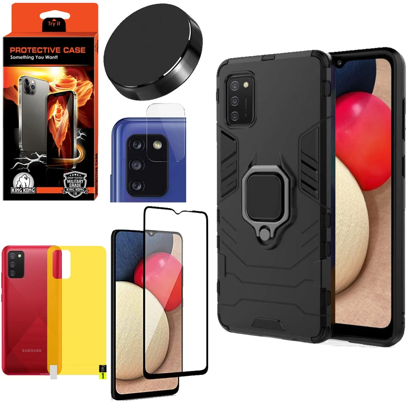 کاور کینگ کونگ مدل BATMAN مناسب برای گوشی موبایل سامسونگ Galaxy A03S به همراه محافظ صفحه نمایش و محافظ لنز دوربین و برچسب محافظ پشت و پایه نگهدارنده گوشی 