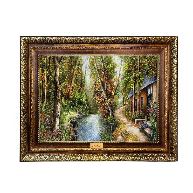 تابلو فرش ماشینی نقش نگار رضوی طرح منظره کد 508H