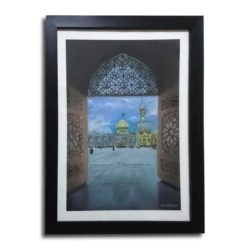 تابلو نقاشی پاستل گچی مدل منظره حرم امام رضا (ع) کد 8