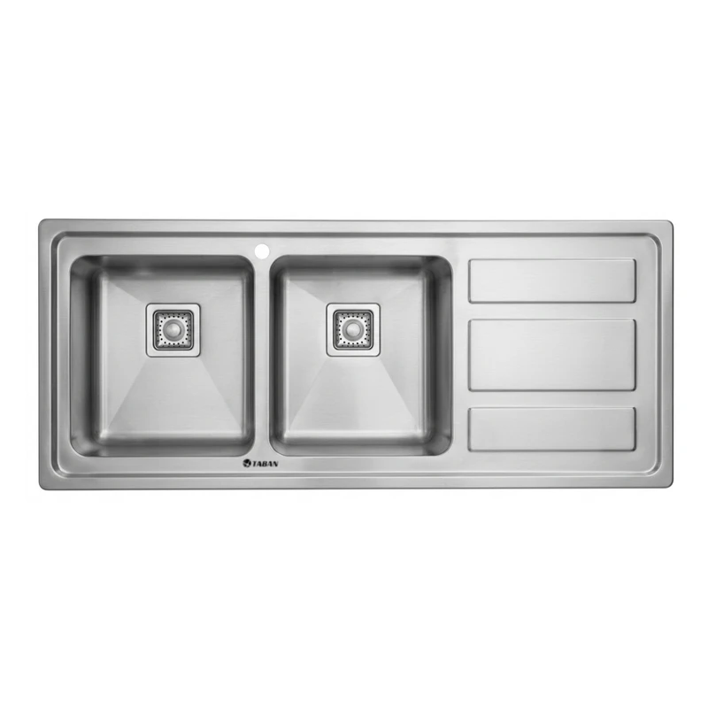 سینک ظرفشویی استیل توکار دو لگنه مدل TF9110